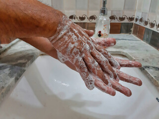  Picture of Hand washing with soap 