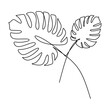 © ngupakarti - One line drawing vector monstera leaf. Minimal art leaves isolated on white background. Perfect for home decor such as posters, wall art, tote bag or t-shirt print, sticker, mobile case