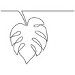 © ngupakarti - One line drawing vector monstera leaf. Minimal art leaves isolated on white background. Perfect for home decor such as posters, wall art, tote bag or t-shirt print, sticker, mobile case