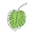 © ngupakarti - One line drawing vector monstera leaf. Minimal art leaves isolated on white background. Perfect for home decor such as posters, wall art, tote bag or t-shirt print, sticker, mobile case