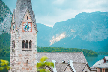 Wall Mural - bell tower close up hallstatt austria