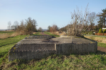 part of a concrete bunker from the second world war near the dutch village of bergen. they were buil