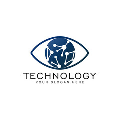Eye concept technology logo template vector