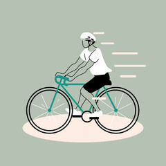 Poster - young man riding bicycle, man cyclist