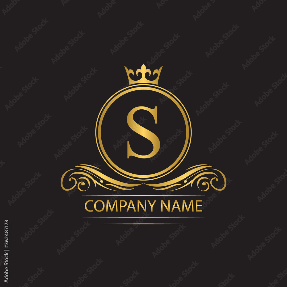 Golden letter S template logo Luxury letter with crown. Monogram ...