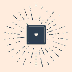 Poster - Black Ethernet socket sign. Network port - cable socket icon isolated on beige background. LAN port icon. Local area connector icon. Abstract circle random dots. Vector Illustration