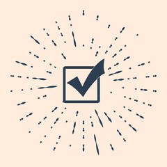 Poster - Black Check mark in a box icon isolated on beige background. Tick symbol. Check list button sign. Abstract circle random dots. Vector Illustration