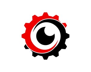 Sticker - Red and black Gear with eye inside