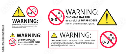 Choking hazard forbidden sign sticker not suitable for children under 3 years isolated on white background vector illustration set Poster Mural XXL