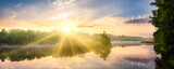 Fototapeta Natura - sunrise over lake