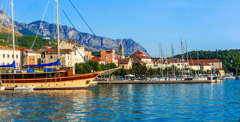 Wall Mural - Famous Adriatic coast - Makarska riviera in Dalmatia. Croatia summer holidays