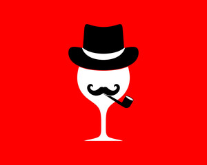 Sticker - Wineglass and gentleman smoking