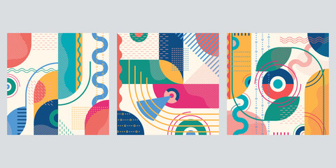 Wall Mural - abstract background set with geometric shapes. modern pattern design. template for poster, banner, c