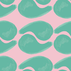 Poster - Green hand paint paisley pattern print background design