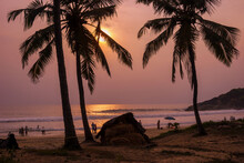 A Beautiful View Of An Evening Nearing Sunset Over Indian Sea At