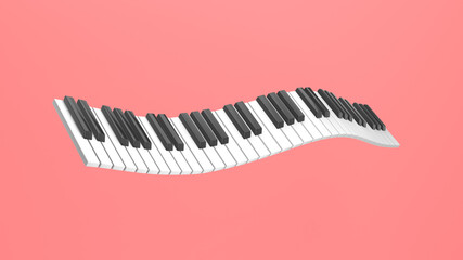 Poster - 3d rendering abstract animation piano keys rhythmically bend, dance. Funny joke cartoon pop art style