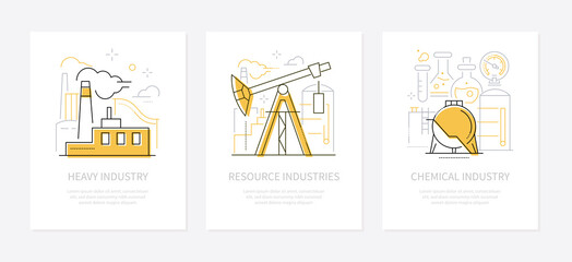 Manufacturing concept - line design style banners set