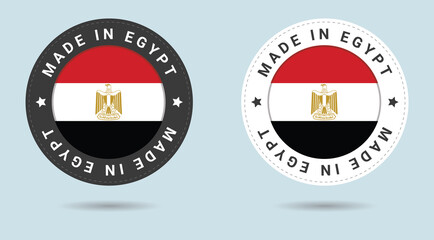 Set of two Egyptian stickers. Made in Egypt. Simple icons with flags.