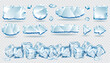 Vector ice frames collections and transparent ice cubes