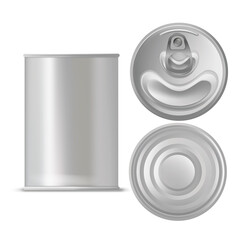 Canvas Print - Realistic Detailed 3d Tin Can Set. Vector