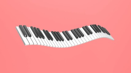 Poster - 3d rendering abstract animation piano keys rhythmically bend, dance. Funny joke cartoon pop art style