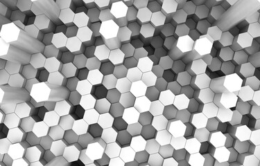 Canvas Print - Duo tone hexagon 3D background texture. 3d rendering illustration. Futuristic abstract background.