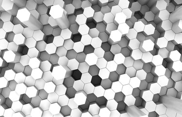 Canvas Print - Duo tone hexagon 3D background texture. 3d rendering illustration. Futuristic abstract background.