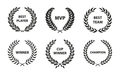 Sticker - Sport Awards and best nominee award wreaths on white background. Vector illustration.