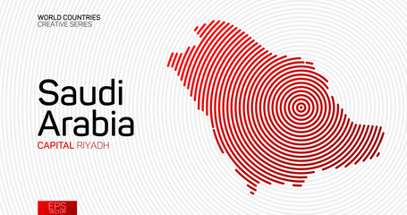 Wall Mural - abstract map of saudi arabia with red circle lines
