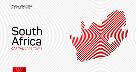 Wall Mural - abstract map of south africa with red circle lines