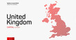 Abstract map of United Kingdom with red circle lines