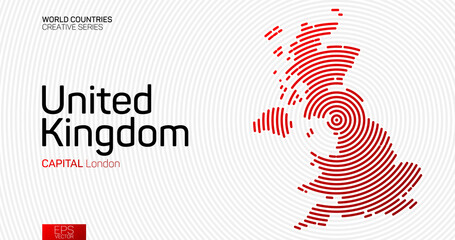 Wall Mural - abstract map of united kingdom with red circle lines