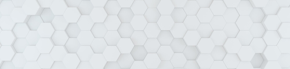 Wall Mural - Abstract geometric white background with hexagons