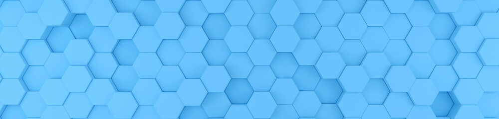Wall Mural - Abstract geometric blue background with hexagons