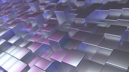 Wall Mural - Abstract geometric metallic purple background with cubes