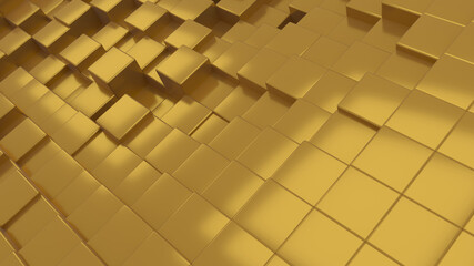 Wall Mural - Abstract geometric gold background with cubes