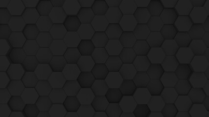 Wall Mural - Abstract geometric black background with hexagons
