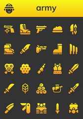 Poster - Modern Simple Set of army Vector filled Icons