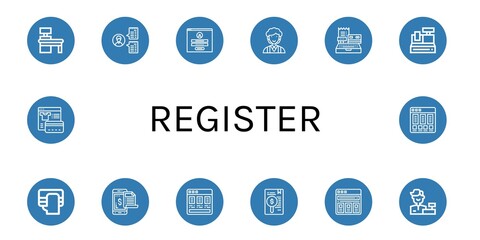 Sticker - register icon set