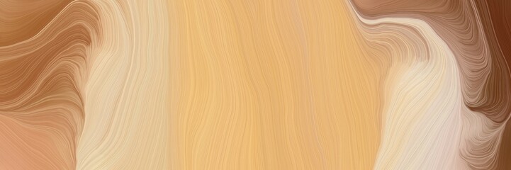 Poster - unobtrusive header with colorful elegant curvy swirl waves background illustration with burly wood, brown and wheat color