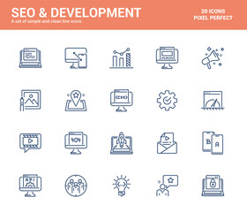 Wall Mural - flat line icons design - seo and development