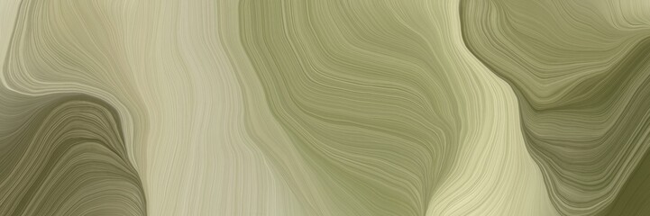 Poster - inconspicuous banner with colorful modern curvy waves background design with dark khaki, dark olive green and silver color