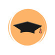 © Alice Vacca - Graduation hat icon logo vector illustration on circle with brush texture for social media story highlight