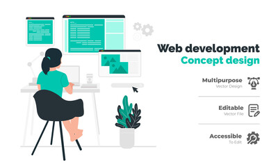 Web development concept flat design