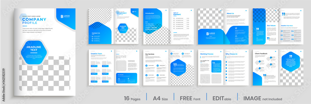 Brochure template design with blue gradient shapes, modern gradient ...