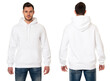 © Артем Ионов - Man in white hooded sweatshirt on white background. Front view, back view