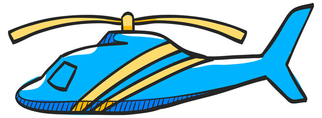 Wall Mural - Helicopter icon in color drawing. Transportation air aviation propeller