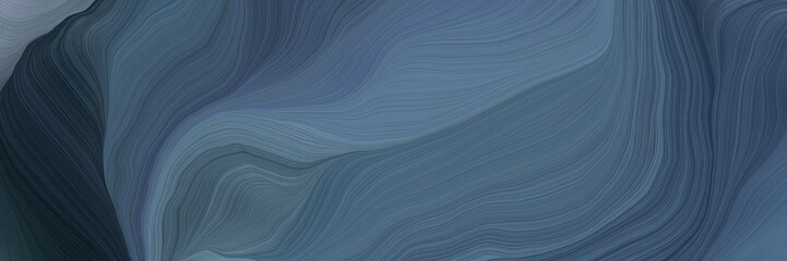 Poster - inconspicuous header with elegant modern waves background design with teal blue, very dark blue and light slate gray color