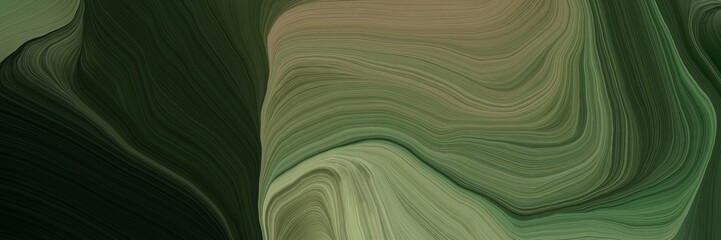 Fototapete - unobtrusive header with elegant curvy background design with very dark green, pastel brown and gray 