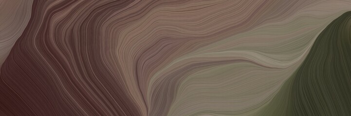 Poster - inconspicuous elegant contemporary waves illustration with pastel brown, very dark violet and very dark green color